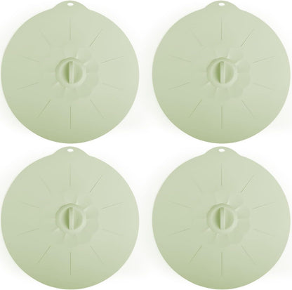 4 Pack 9.4" Silicone Lids for Cups Bowls Plates Pans, Microwave Splatter Cover, Kitchen Containers Lids Cover for Food Storage,Light Green Large