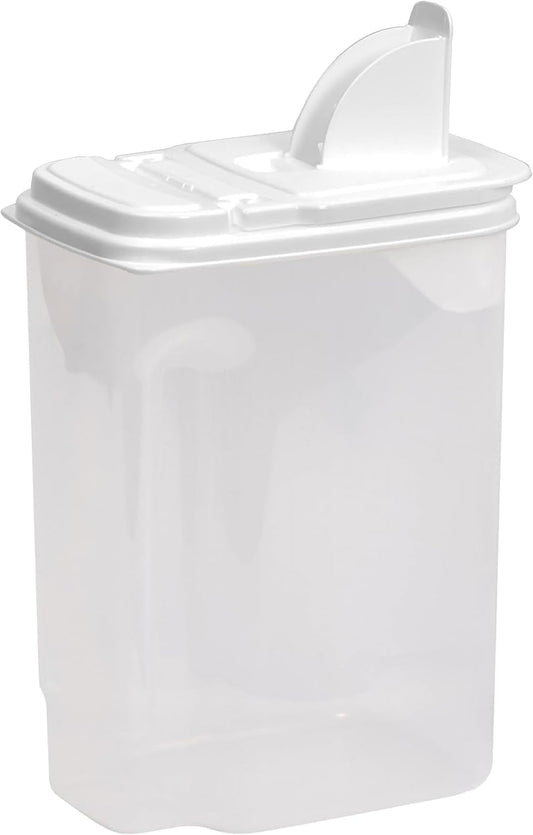 Buddeez Kitchen Pantry Container - Easy Grip Handle for Mess Free Use - Flour and Sugar Storage Made Simple - 4 Quart White Lid