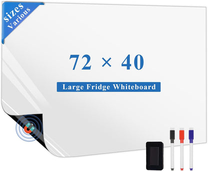 Magnetic Fridge White Board Paper, 8" x 12" 2 Pack Small Dry Erase Board Sheet for Organizer and Planner, Kitchen Refrigerator Whiteboard for Family to-do List, Includes Markers and Eraser