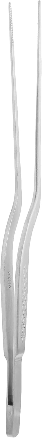 Mercer Culinary 18-8 Stainless Steel Chef Plating Tongs, Offset Tip, 6-1/2 Inch