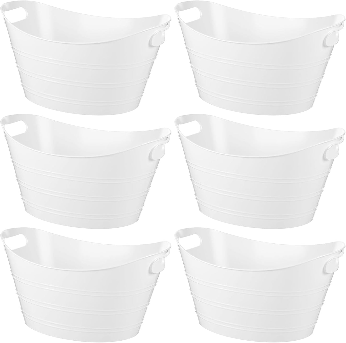 Patelai 6 Pcs Ice Buckets Bulk, Plastic Ice Buckets with Handles, Oval Storage Tub, Large Capacity Drink Tub for Party Bar Wine Beer Champagne Beverage Bottle Cooler(4.5 Liter,Clear)