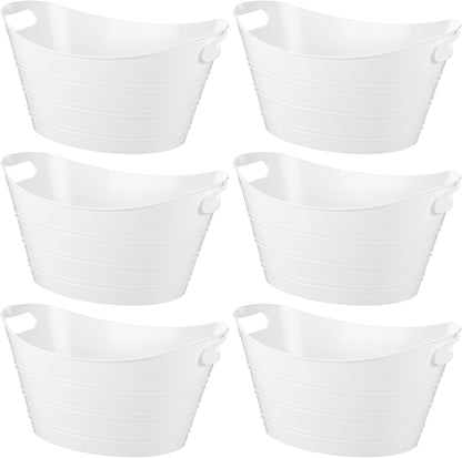 Patelai 6 Pcs Ice Buckets Bulk, Plastic Ice Buckets with Handles, Oval Storage Tub, Large Capacity Drink Tub for Party Bar Wine Beer Champagne Beverage Bottle Cooler(4.5 Liter,Clear)