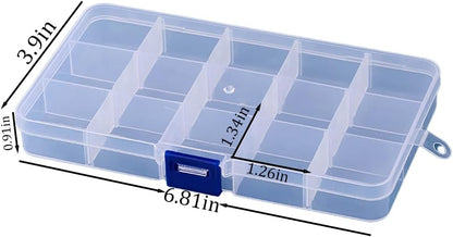 3pcs Clear Storage Small Parts Organizer Box Storage Bin With Dividers Multi Compartment for Beads Art DIY Tackle Box Organizer (10 - compartment in length)
