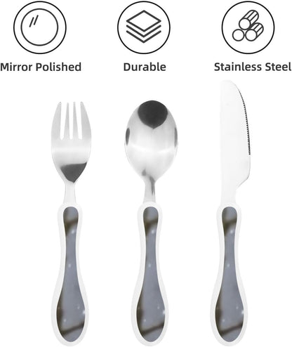 3-Piece Kids Silverware Set With Storage Case, Stainless Steel Reusable Children Safe Knife Spoon Fork Set Ballroom Dance Children Flatware Set For Kids Lunch Box