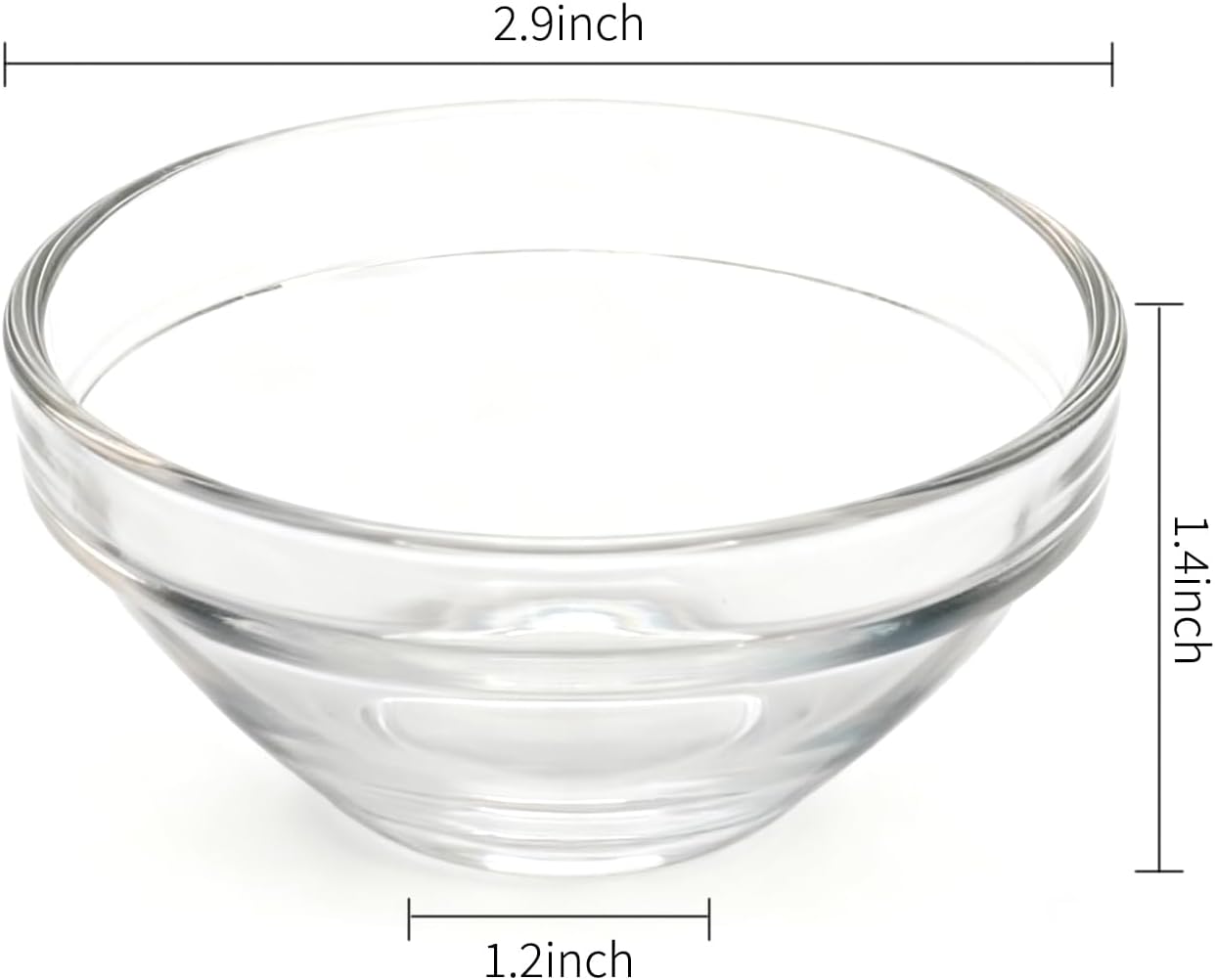 Patty Both Mini Glass Bowls, 3in 2.5oz Small Prep Bowl, 10 pcs Stackable Pinch Bowls for Dipping Spices Sauce