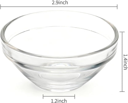 Patty Both Mini Glass Bowls, 3in 2.5oz Small Prep Bowl, 10 pcs Stackable Pinch Bowls for Dipping Spices Sauce