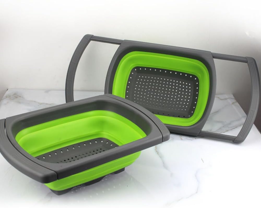 Colander collapsible, Colander Strainer Over The Sink Vegetable/Fruit Colanders Strainers, Fruit and Pasta Foldable Strainer for Kitchen, 6-Quart, BPA Free