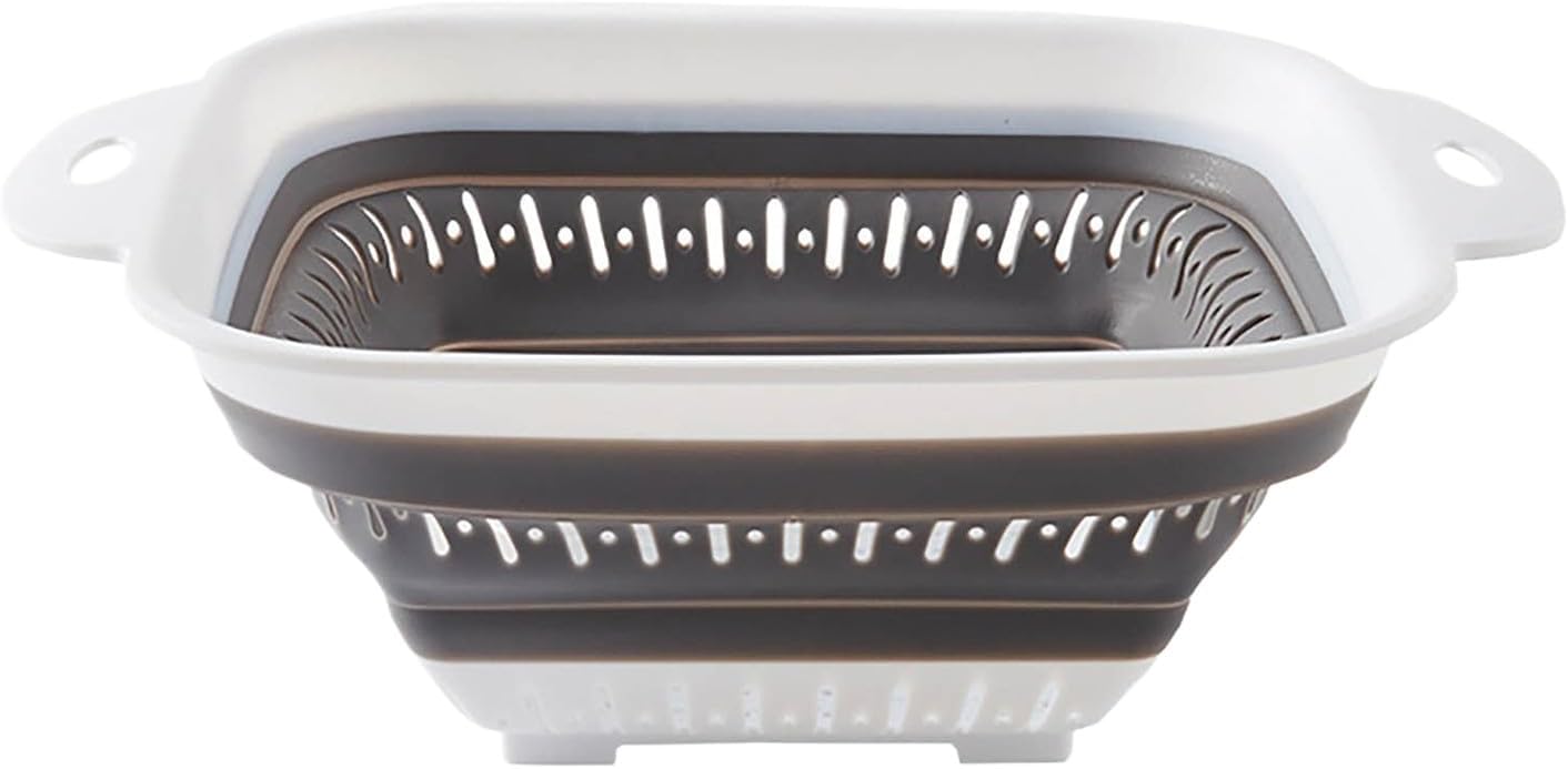Collapsible Kitchen Colander and Strainer Set - Round Folding Food Strainer, Space-Saving Silicone Colander for Pasta, Vegetables & Fruits, Dishwasher-Safe Colander, Easy Storage Colander for Kitchen