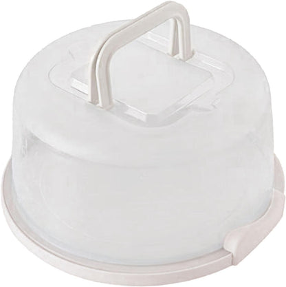 Fenteer Cake Container Cake Carrier Dome Storage Carrier Cupcake Box Round Food Grade with Lid and Handle 8 inch Freezer Cake Keeper