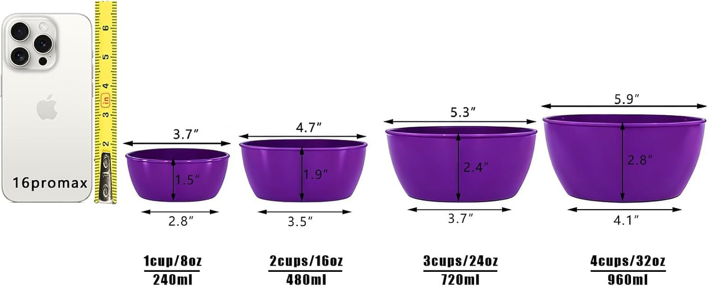 4-Piece Classic Plastic Prep Bowls with Lids, Nesting Plastic Small Mixing Bowl Set for Mixing, Baking, Prepping, Cooking and Serving Food, Microwave and Dishwasher Safe (Yellow)