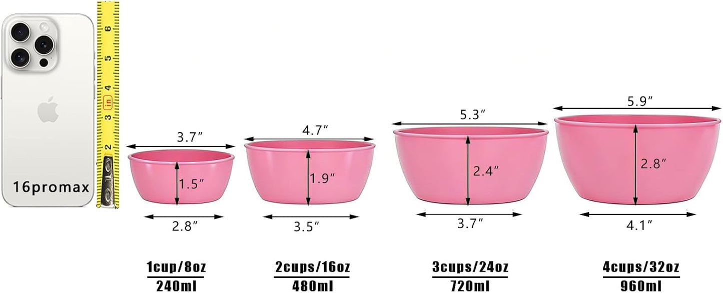 4-Piece Classic Plastic Prep Bowls with Lids, Nesting Plastic Small Mixing Bowl Set for Mixing, Baking, Prepping, Cooking and Serving Food, Microwave and Dishwasher Safe (Yellow)