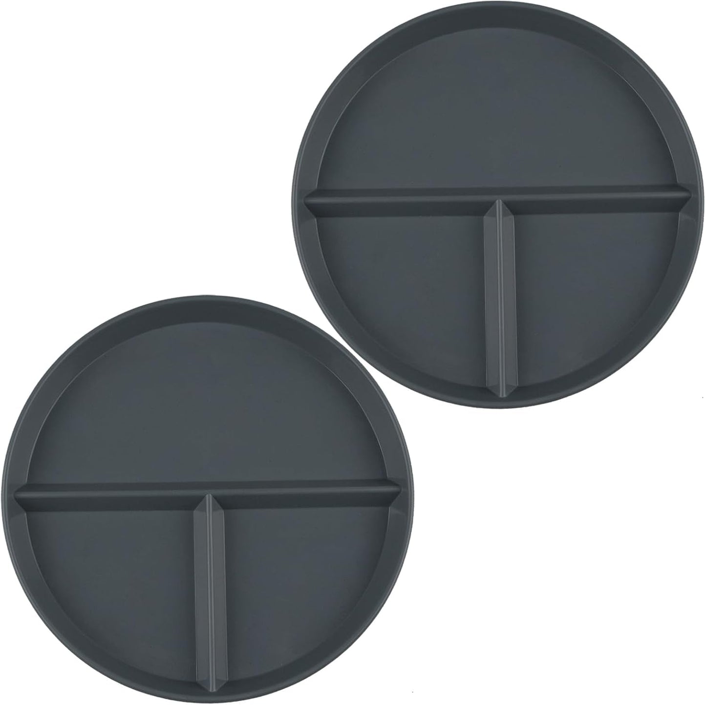 Portion Control Plate 2 Pack 9" Unbreakable Divided Plates,3 Compartment Dinner Plates, Reusable Plate Weight Loss for Adults, Color Black