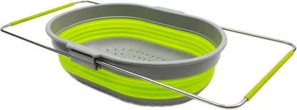 SAMMART 5L (1.3 gallon) Expandable & Collapsible Over The Sink Rectangular Colander (1, White/Grey)