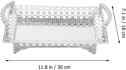 LIFKOME Cake Display Plate Silver Footed Fruit Basket Tray Metal Dessert Display Platter Decorative Snacks Plate Cake Serving Dish Appetizers Platter Tray for Home Party Kitchen