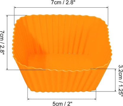 uxcell 18Pcs Silicone Cupcake Baking Cups, Silicone Muffins Liners Non-Stick Square Baking Cups, for Cooking Eggs Baking Muffins and Make a Cake(Pink)