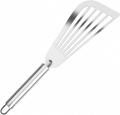 Nonstick Fish Spatula With Silicone Edge, FENGCHEN Silicone Fish Spatula, Heat-Resistant Fish Turner Spatula,Fish Spatulas For Cooking, For Scrapping, Flipping, Frying, Turning Foods (Silver)