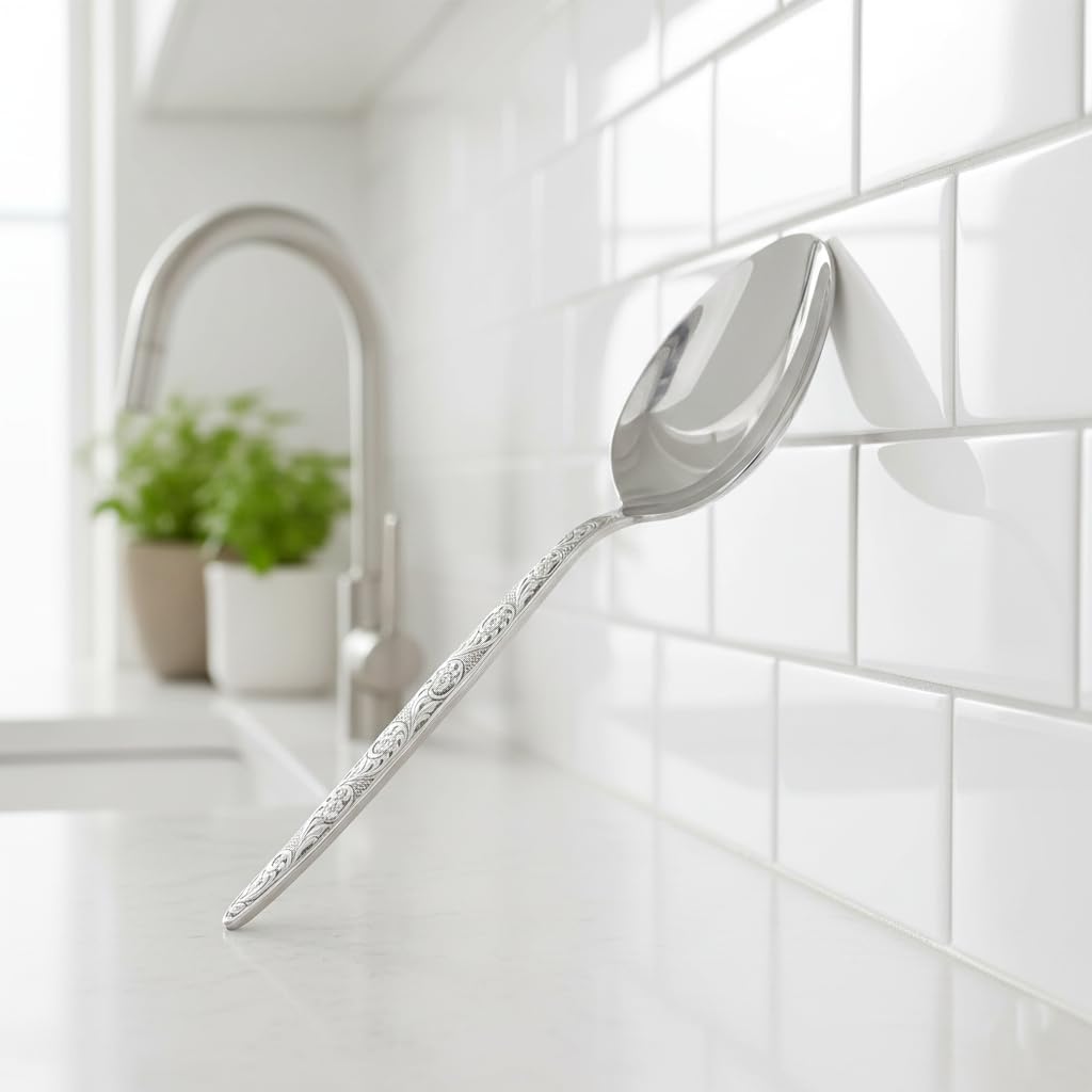 Chef Kunz Slotted Spoon | 9 Inch 18/10 Stainless Steel Silver Chef Cooking Spoons | Basting, Quenelle, Plating Spoon for Draining and Serving, Dishwasher Safe (Slotted)