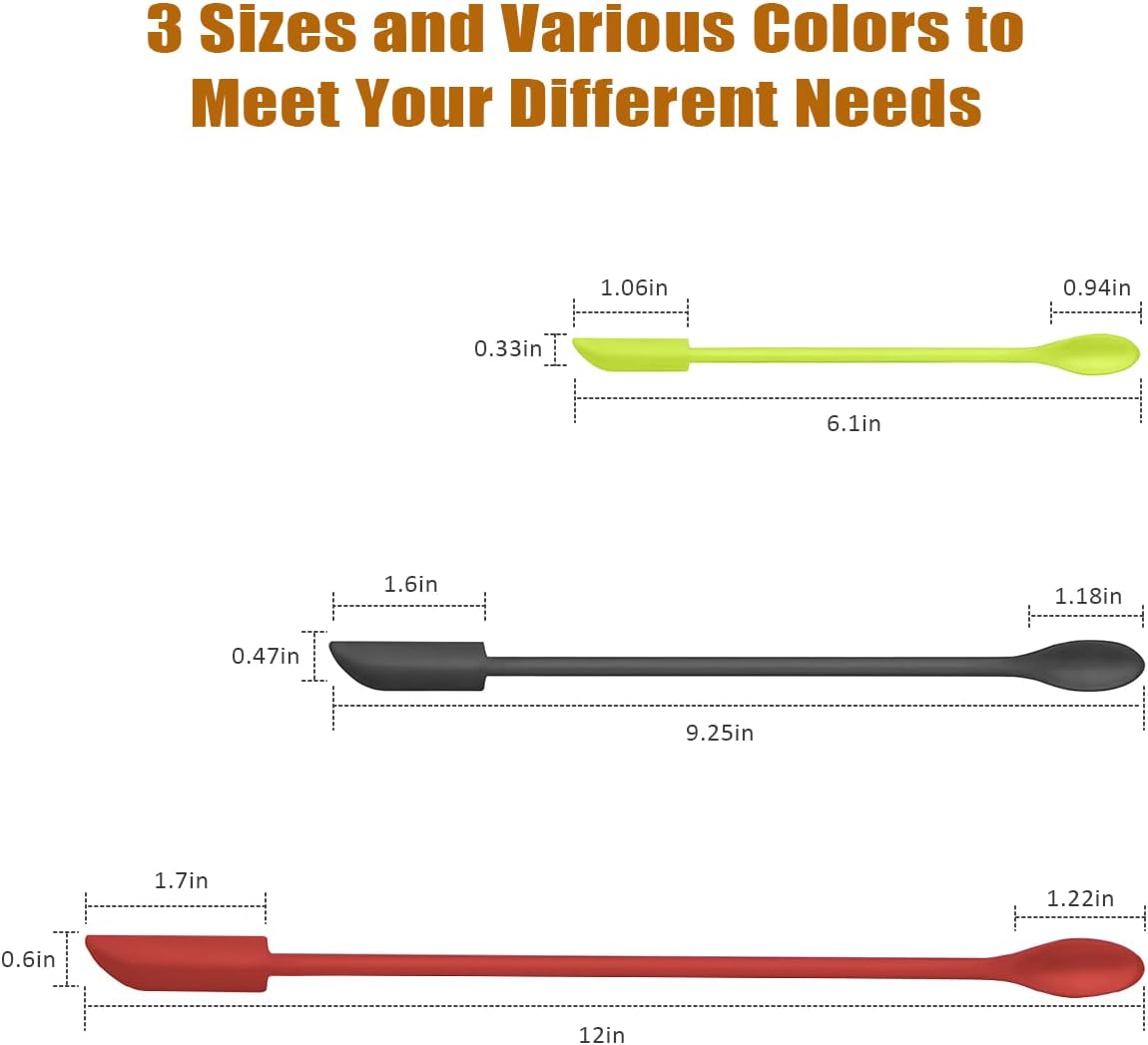 Silicone Spatula Set 3Pcs, Mini Jar Scraper for Makeup & Food