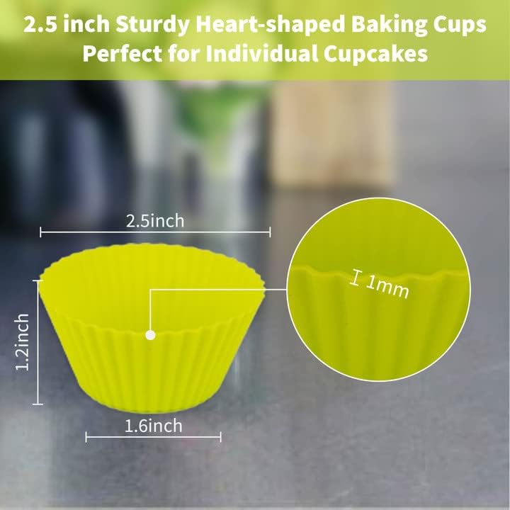 Reusable Silicone Baking Cups of 24 Pack, Square and Round Muffin Baking Liners, Thicken Non-stick Muffin Molds, 4 Colors, BPA-Free