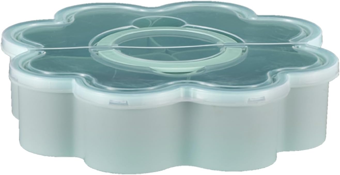 Snackle Box Container, Flower Shaped Dry Fruit Tray, Candy and Nut Serving Container, Rotating Snack Box Segmented Storage Organizer, Large Capacity Snack Box Container (C)