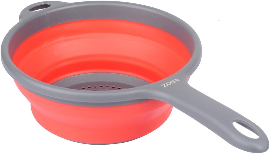 ZOER Kitchen Foldable Pasta Strainers,Collapsible Colanders with Handles,Space-Saver Folding Silicone Strainers Colander,Capacity of 2 quart (Green)