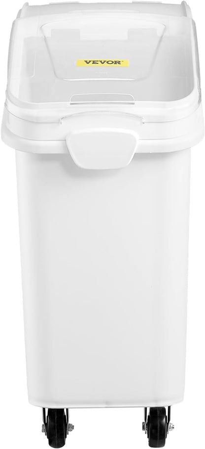 VEVOR 27 Gallon food storage containers 500 Cup Ingredient Bin with Scoop and Sliding Lid Commercial Food Container Ideal for rice storage, dog food container, flour, and sugar containers, White