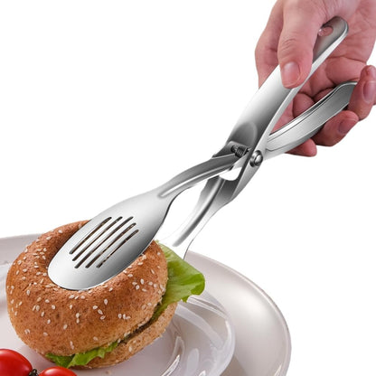 Kitchen Metal Tongs, 304 Stainless Steel | Heat-Resistant 600C, For Food, Steak, Bread, Pizza, Salads, BBQ, Stable Clamping and Flipping Performance, multi function