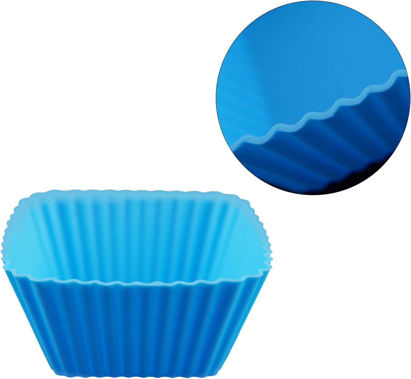 Reusable Silicone Baking Cups of 24 Pack, Square and Round Muffin Baking Liners, Thicken Non-stick Muffin Molds, 4 Colors, BPA-Free