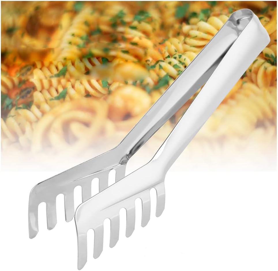 Stainless Steel Spaghetti Tongs - Comb Shaped Pasta Tongs, Noodle Clip, 8 Inches