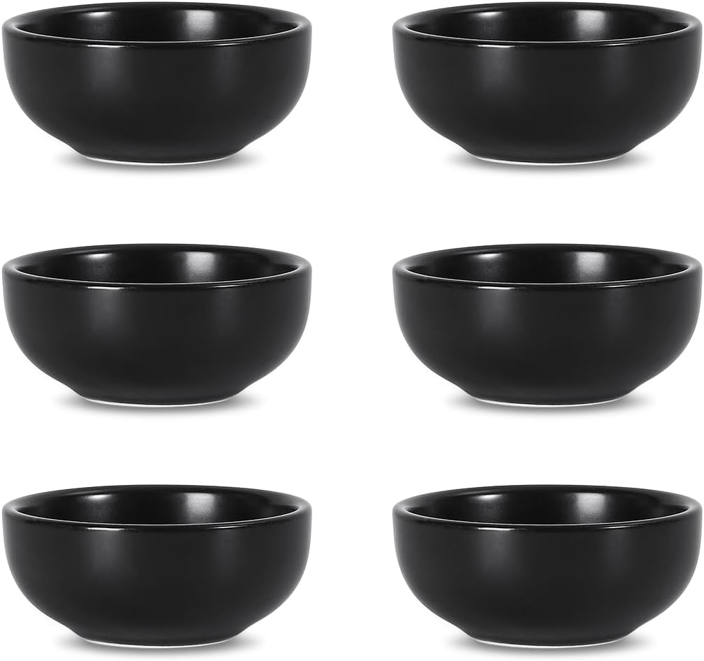 Selamica Ceramic 2.6 OZ Soy Sauce Dish, Set of 6, Matte Black