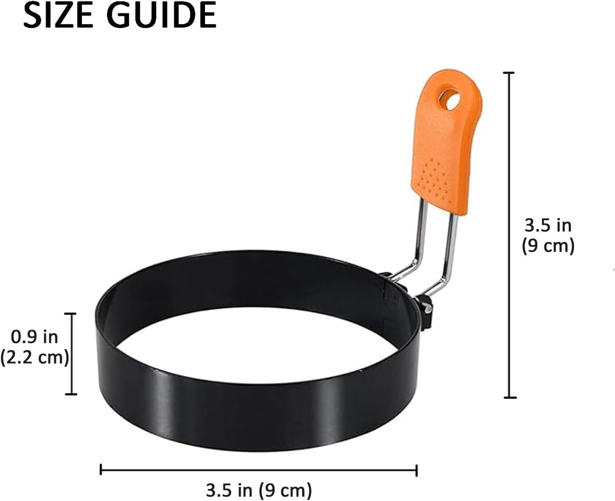 3.5" Nonstick Stainless Steel Egg Rings Set of 4 with Oil Brush&Egg Separator, Round Crumpet Ring Mold for Muffins Pancake Cooking Griddle, Portable Grill Accessories for Indoor Camping Breakfast