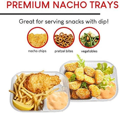 12oz Plastic Nacho Trays (100 Pack) Small Disposable Tray for Nachos & Cheese Dip, Concession Stand Supplies, Movie Night Snacks for Kids, Carnival Party Decorations, Food Boats, Snack Containers…