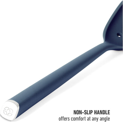 Calphalon Edge Silicone Spoon, Flexible Silicone Cooking Spoon with Reinforced Core, Heat-Resistant Nonstick-Safe Kitchen Spoon for Stirring, Mixing & Serving, Navy