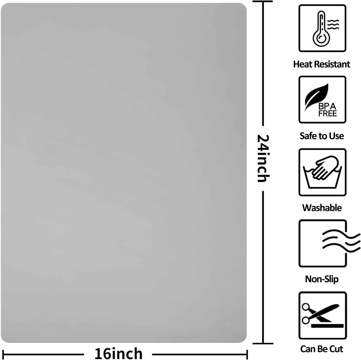 Silicone Mat Heat Resistant Mats for Countertop, Large Silicone Mats for Crafts Kitchen Counter Workbench Table protector, Size 36x24 inches Thick 2mm,Rolled Package,Light Blue