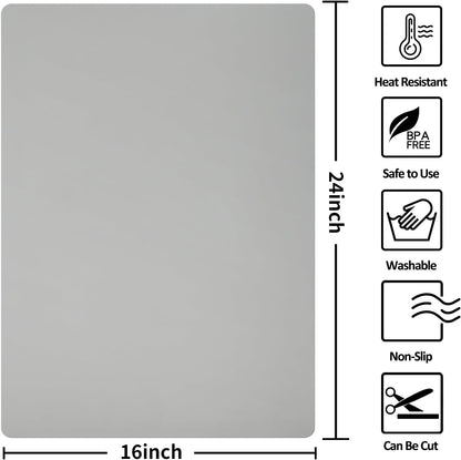 Silicone Mat Heat Resistant Mats for Countertop, Large Silicone Mats for Crafts Kitchen Counter Workbench Table protector, Size 36x24 inches Thick 2mm,Rolled Package,Light Blue