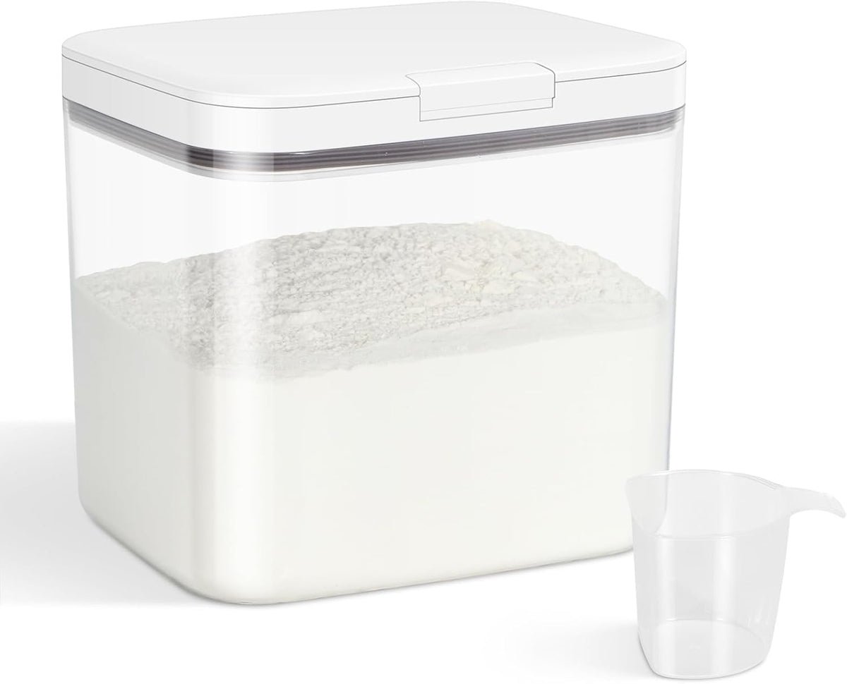 TBMAXS Versatile Storage Container Bin with Pop-up Lid & Scoop, Rice Flour Container Dog Cat Food Storage Container, Laundry Room Organization Household Essentials Kitchen Pantry Organizers