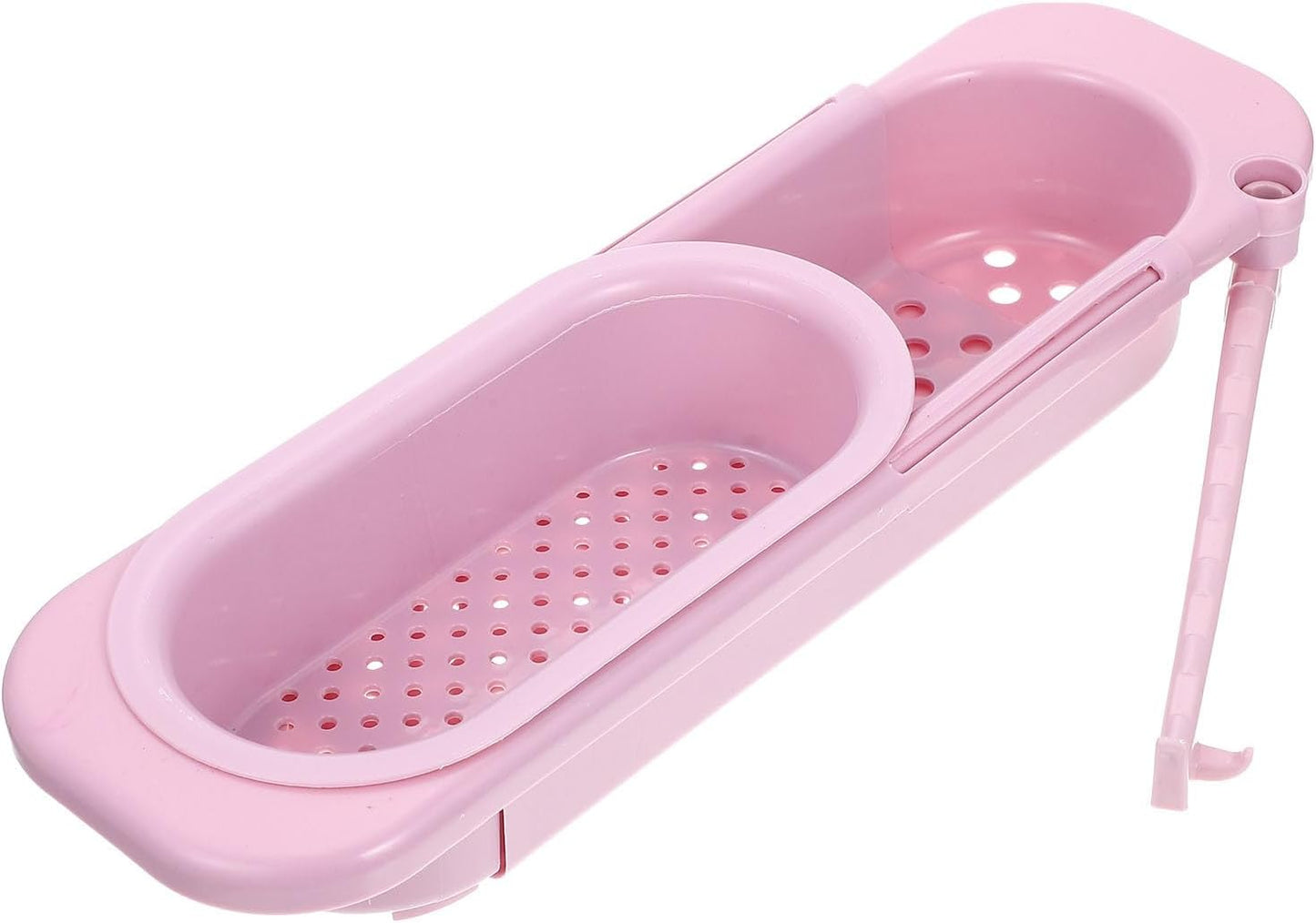 GALPADA Expandable over Sink Colander Strainer Basket, Pink Kitchen Sink Basket with Fine Mesh, Multifunctional Vegetable Washing and Dish Dry Rack for Food Drainage and Storage