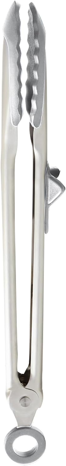 Tovolo Tongs With Silicone Tips Easy Grip 13” Long Kitchen Tongs Stainless Steel Handle For Cooking BBQ, Non Scratch Heat Resistant Locking Metal Silicone Tipped Dishwasher Safe BPA Free, Black