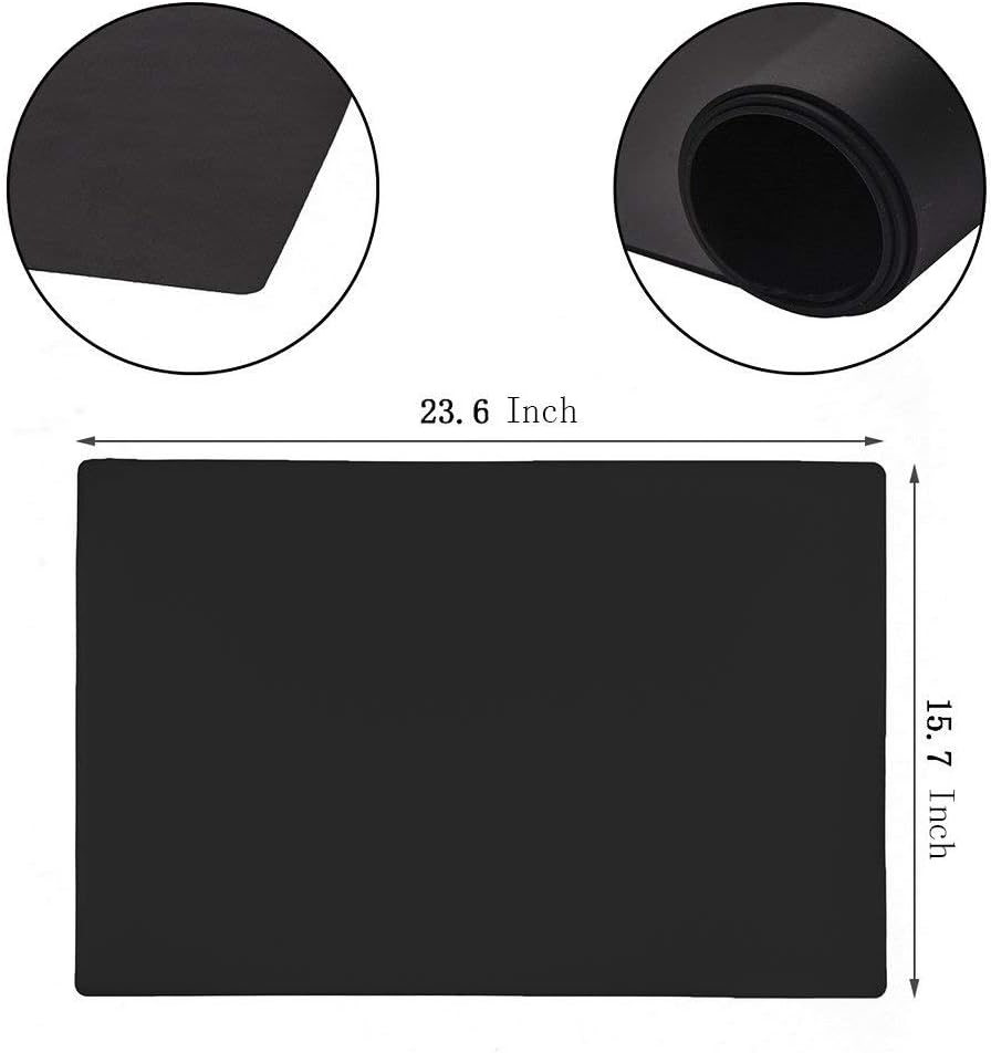 27.5 ''by 19.6 ''Oversize Silicone Placemat for Craft Flexible Multipurpose Huge Extra Large Size Non Slip Waterproof Baking Mat Sheet Black 1 PCS