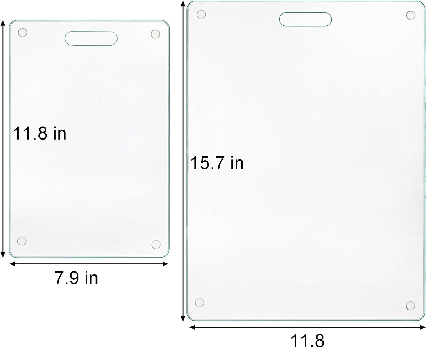 Okllen Set of 2 Tempered Glass Cutting Board for Kitchen, Non Toxic Clear Glass Chopping Boards with Non-Slip Mats, Easy to Clean, 16x12 & 12x8 inch