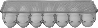Home Basics Transparent Egg Holder with Clear Cover Durable Plastic Bin for Convenient Fridge and Pantry Organization | Ideal for Keeping Eggs Fresh and Neatly Organized