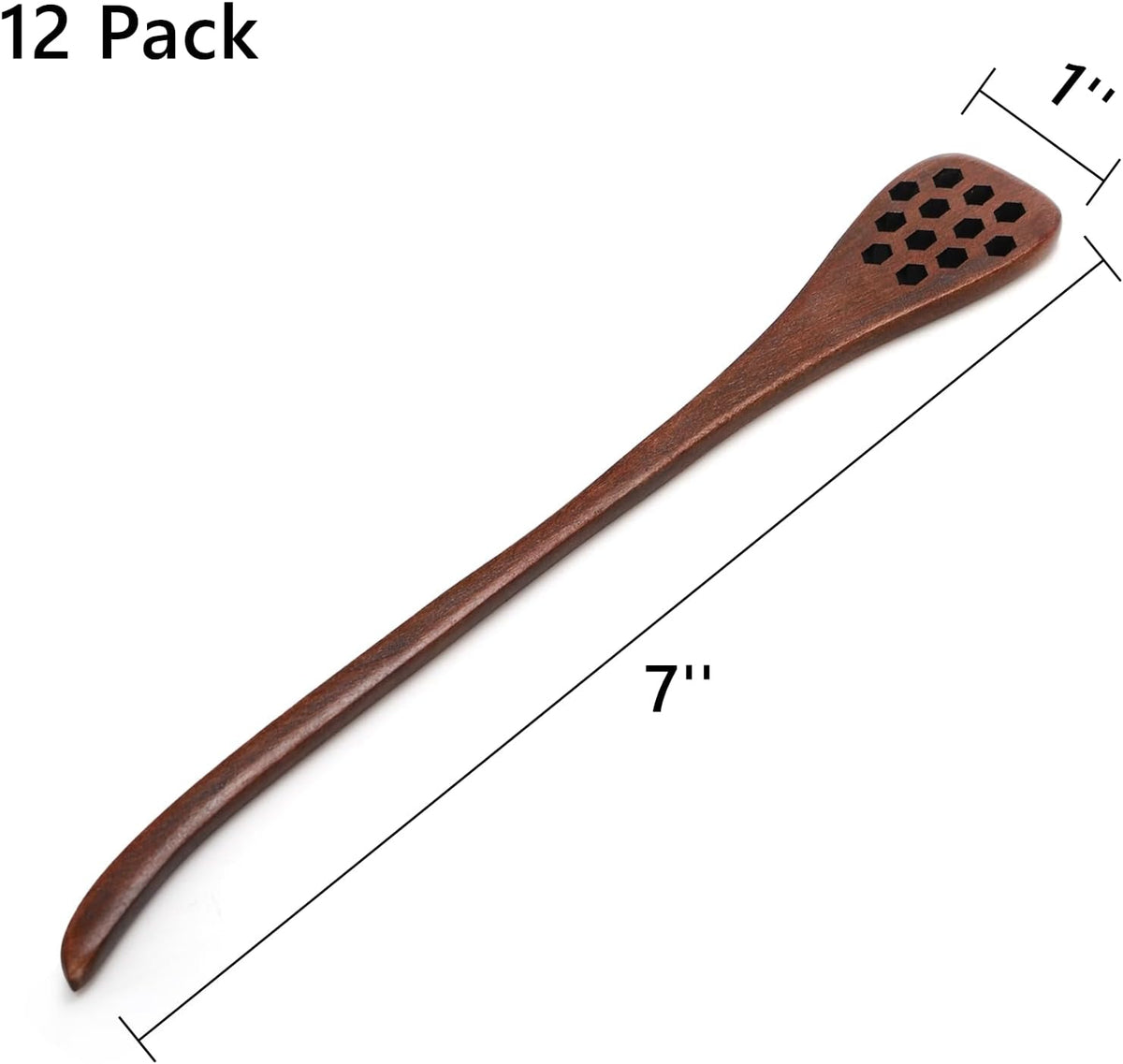 Cididu 12 Pack Wood Honey Dipper, Honey Spoon Sticks, Honey Mixing Stirrers for Tea Coffee, Honey Comb Sticks with Long Handle, Reusable Honey Wand Syrup Dippers for Home Kitchen Party, Food Safe, 7''