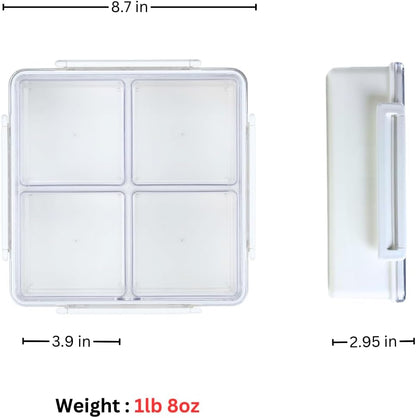 Lustroware Gourmet Palette Airtight 5-Compartment Round Serving Tray with Lid – Portable Snackle Platter & Charcuterie Organizer Box with Removable Dividers for Fruit, Vegetables, Snacks, Appetizers