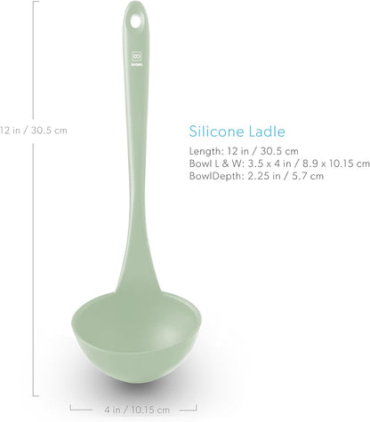 DI ORO Silicone Ladle - Soup & Serving, 600F Heat Resistant, Black