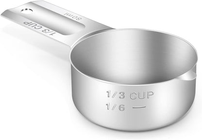 1PCS 3/4Cup (180ml, 6oz) Single Measuring Cup, Stainless Steel Measure Scoop, Metric and US Measurement, Dishwasher Safe