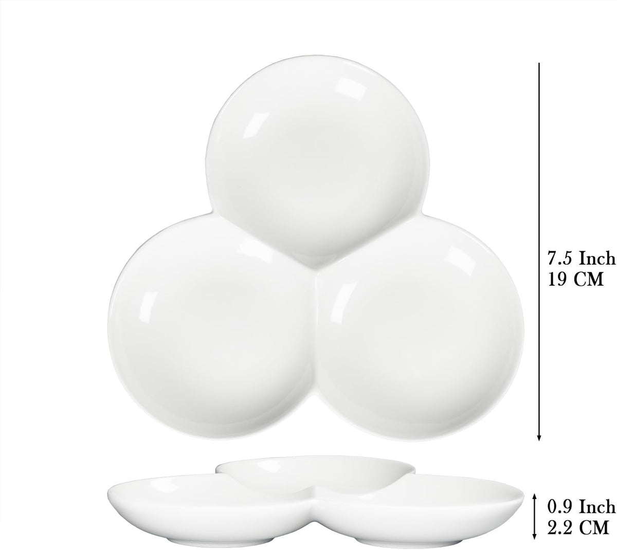 4 Pieces Chip and Dip Serving Set Ceramic Divided Serving Trays Platters Chip and Dip Bowl Compartment Cheese Ball Serving Dish Dumpling Plate for Party Appetizers Snacks Veggies, 7.1 Inch