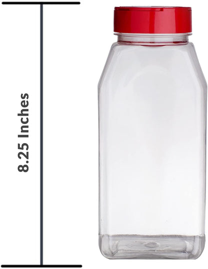 Skyway Supreme Large 32 OZ Plastic Spice Bottles Containers - Flap Cap Pour and Sifter Spice Shaker Jars - Refillable Perfect For Storing and Dispensing Seasonings Herbs Rubs - BPA Free - Set of 2