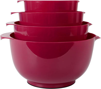 BoxedHome Nesting Plastic Mixing Bowl Set With Pour Spout, Microwave and Dishwasher Safe, BPA free Non-Slip Base, Set of 4 Size 1.7, 2.5, 3.5 and 4.5qt, Great for Prepping, Baking, Cooking (Dark Blue)