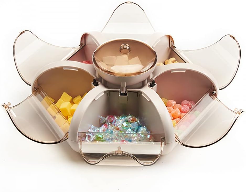 Snack Serving Tray Rotating Storage Box 7 Compartment Fruit Candy Appetizer Serving Tray with Lid Food Server Display Plate
