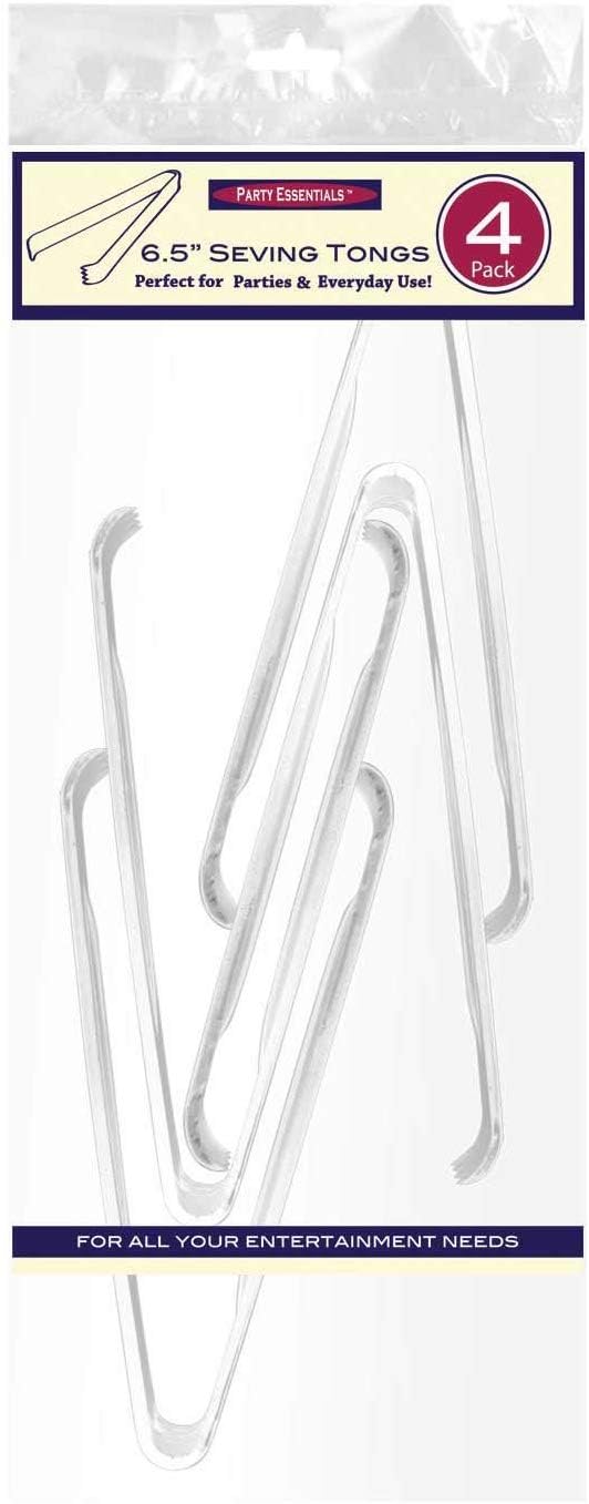 Party Essentials - N617 Hard Plastic Serving Tongs, 6.5", Black